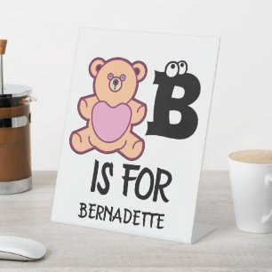 Aangepast monogram B is voor beer grappig schattig Reclamebord Met Voetstuk