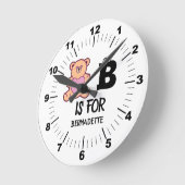 Aangepast monogram B is voor beer grappig schattig Ronde Klok (Hoek)