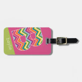 Aangepast monogram B van het kleurrijke Chevron-pa Bagagelabel (Voorkant horizontaal)