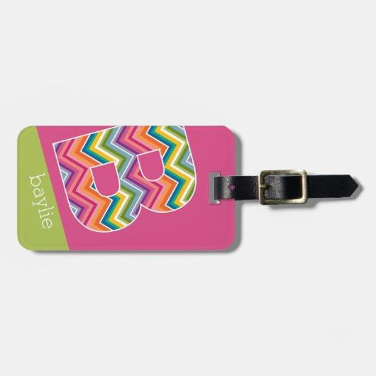 Aangepast monogram B van het kleurrijke Chevron-pa Bagagelabel (Voorkant horizontaal)