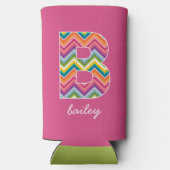 Aangepast monogram B van het kleurrijke Chevron-pa Seltzer Blikjeskoeler (Achterkant)
