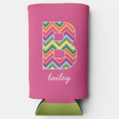 Aangepast monogram B van het kleurrijke Chevron-pa Seltzer Blikjeskoeler (Voorkant)