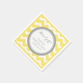 Aangepast Monogram Baby shower Geel Grijs servet (Hoek)