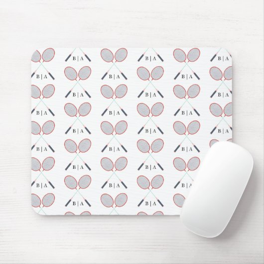 Aangepast monogram badmintonpatroon muismat (Met muis)