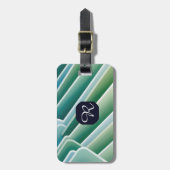 Aangepast Monogram Bagagelabel – Blauw Groen Abstr (Voorkant verticaal)