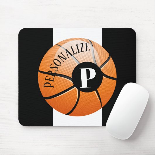 Aangepast monogram Basketball Baller Name Initiaal Muismat (Met muis)