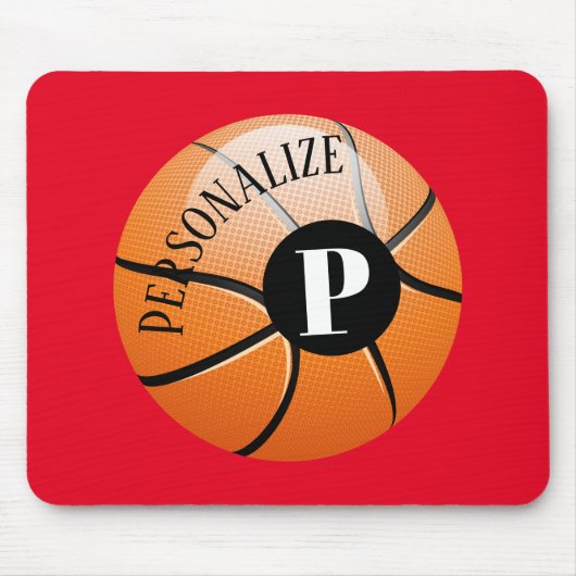 Aangepast monogram Basketball Baller Name Initiaal Muismat (Voorkant)