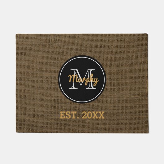 Aangepast monogram | Benoeming familie Rustic Burl Deurmat (Voorkant)