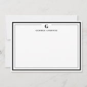 Aangepast monogram Black Border Stationery Notitiekaartje (Voorkant)