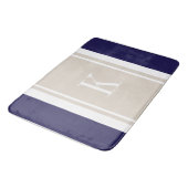 Aangepast monogram blauw beige strippatroon badmat (Gekanteld)