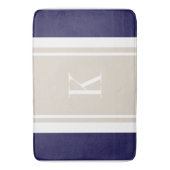 Aangepast monogram blauw beige strippatroon badmat (Voorkant Verticaal)