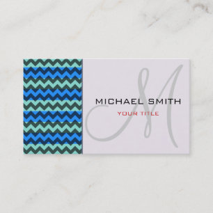 Aangepast monogram blauw Chevron Zigzag Pattern Visitekaartje