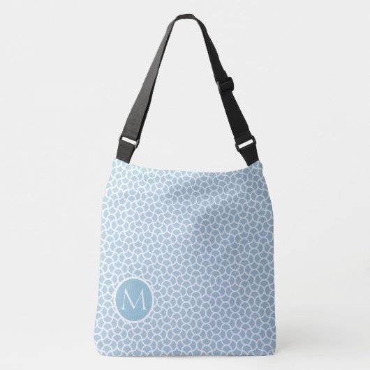 Aangepast monogram blauw en wit kooipatroon crossbody tas (Voorkant)