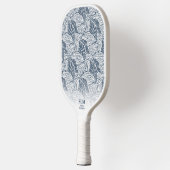 Aangepast monogram blauw grijs Leaf Patroon Pickleball Paddle (Links)