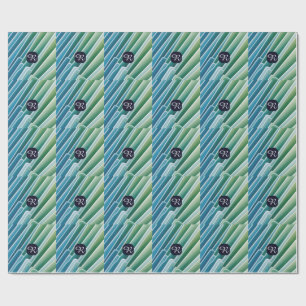 Aangepast Monogram Blauw Groen Abstract Inpakpapie Cadeaupapier