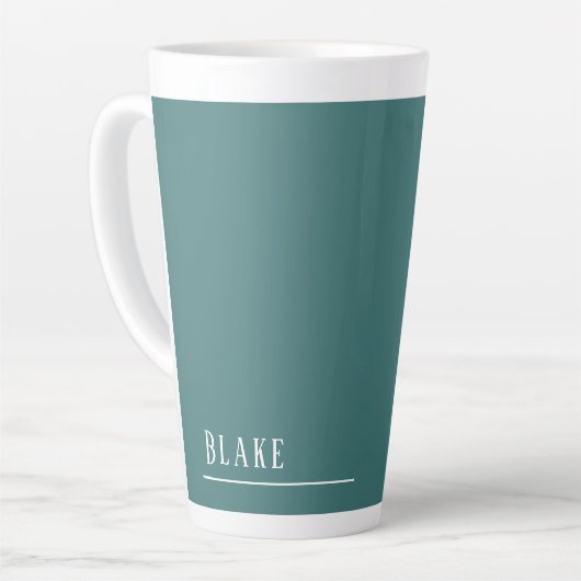Aangepast monogram, blauw-groen blauwgroen latte mok (Linkerhoek)