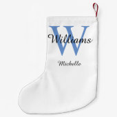Aangepast monogram blauw kleine kerstsok (Achterkant)