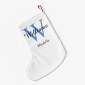 Aangepast monogram blauw kleine kerstsok (Achterkant (Hangend))