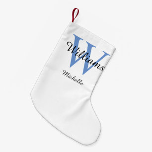 Aangepast monogram blauw kleine kerstsok