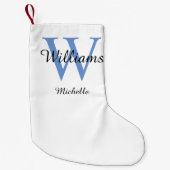 Aangepast monogram blauw kleine kerstsok (Voorkant)