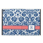 Aangepast monogram blauw koraal voor iPad Floral D iPad Air Hoesje (Buitenkant)