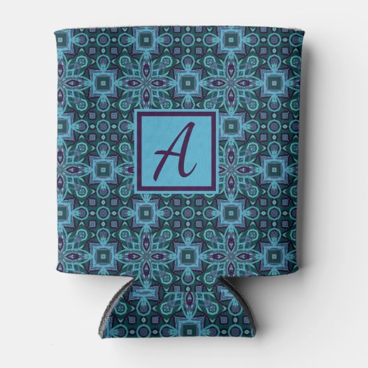 Aangepast Monogram Blauw Paarse Blikjeskoeler (Voorkant)