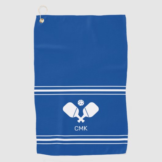 Aangepast monogram Blauw Witte Pickleball Sweat To Golfhanddoek (Voorkant)