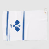 Aangepast monogram Blauw Witte Pickleball Sweat To Golfhanddoek (Horizontaal)