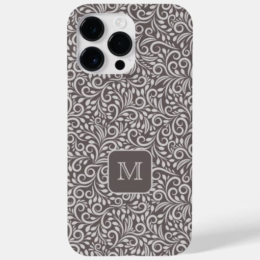 Aangepast Monogram Bloemen Blad Patroon Case-Mate iPhone Case (Achterkant)
