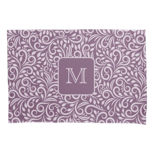 Aangepast Monogram Bloemen Blad Patroon Kussensloop (Voorkant)