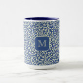 Aangepast Monogram Bloemen Blad Patroon Mok (Midden)