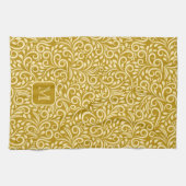 Aangepast Monogram Bloemen Blad Patroon Theedoek (Horizontaal)