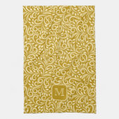 Aangepast Monogram Bloemen Blad Patroon Theedoek (Verticaal)
