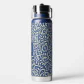 Aangepast Monogram Bloemen Blad Patroon Waterfles (Achterkant)