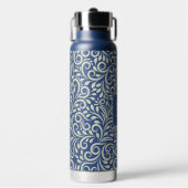 Aangepast Monogram Bloemen Blad Patroon Waterfles (Voorkant)