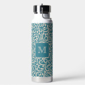 Aangepast Monogram Bloemen Blad Patroon Waterfles (Links)