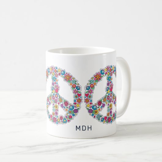 Aangepast monogram bloempyteken koffiemok (Voorkant rechts)