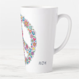 Aangepast monogram bloempyteken latte mok