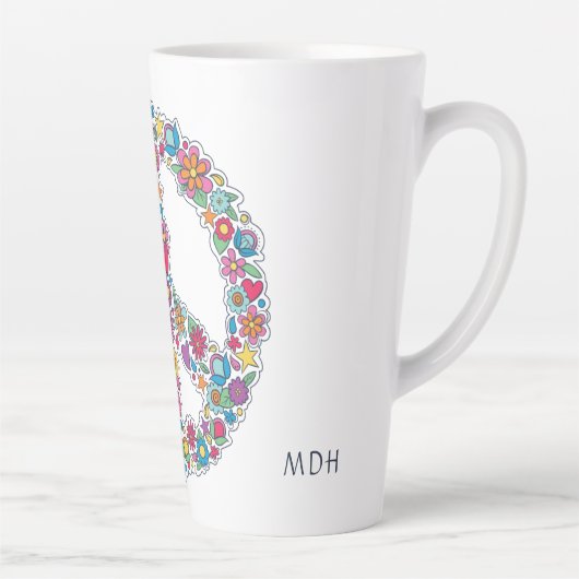 Aangepast monogram bloempyteken latte mok (Rechts)