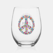 Aangepast monogram bloempyteken wijnglas zonder voet (Achterkant)