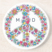 Aangepast monogram bloempyteken zandsteen onderzetter (Voorkant)