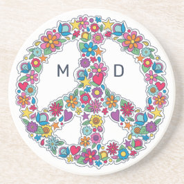 Aangepast monogram bloempyteken zandsteen onderzetter