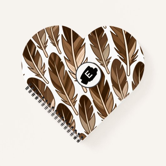 Aangepast Monogram Boho Hart Notitieboek – Bruin (Voorkant)