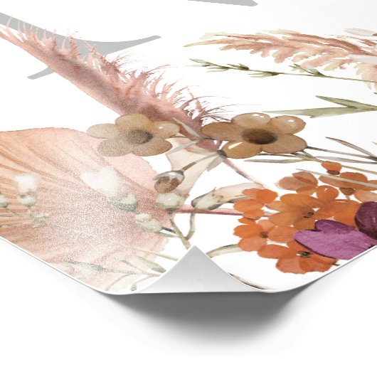 Aangepast Monogram Boho Wildflower Foto Afdruk (Hoek)