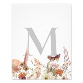 Aangepast Monogram Boho Wildflower Foto Afdruk (Voorkant)