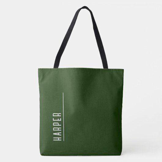 Aangepast monogram, bosgroen XL Tote Bag (Voorkant)
