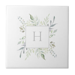 Aangepast monogram botanische decoratieve hulpstof tegeltje