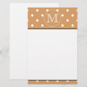 Aangepast monogram. Brown Polka Dot Pattern. Briefpapier (Voorkant / Achterkant)