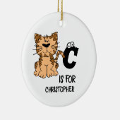 Aangepast monogram C is voor katten die schattig k Keramisch Ornament (Rechts)