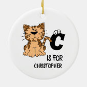 Aangepast monogram C is voor katten die schattig k Keramisch Ornament (Achterkant)